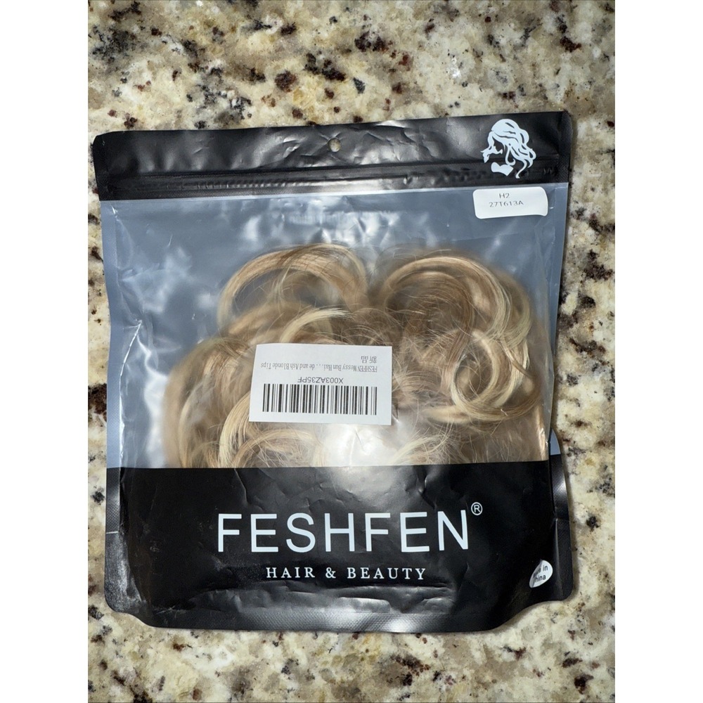 Feshfen Synthetic Blonde Messyโ Bun Hair Extensions Worn Once. 4476